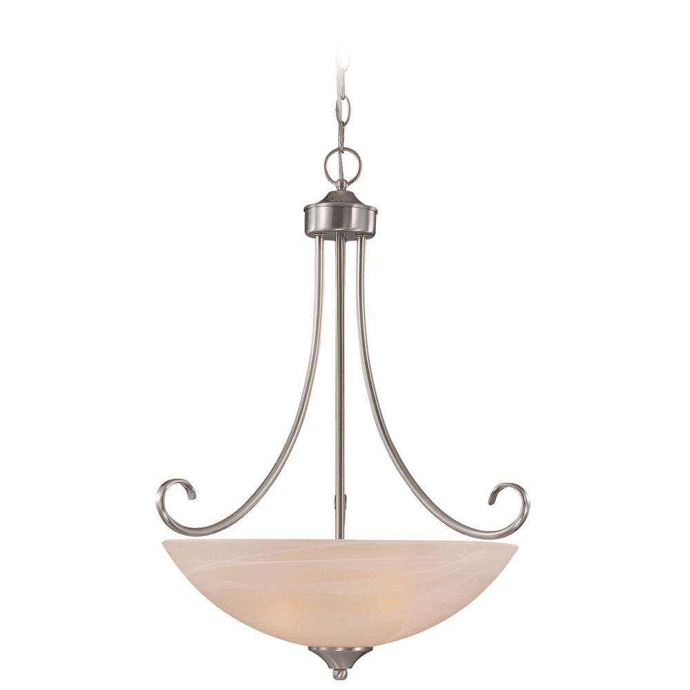 Craftmade 25323-SN Raleigh 3 Light Inverted Pendant in Satin Nickel with Faux Alabaster Glass